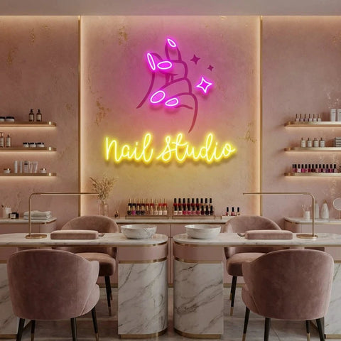 Nail Studio 2 Artwork Led Neon Sign Light, Nail Salon Decoration