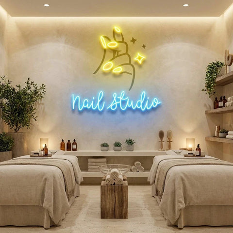 Nail Studio 2 Artwork Led Neon Sign Light, Nail Salon Decoration