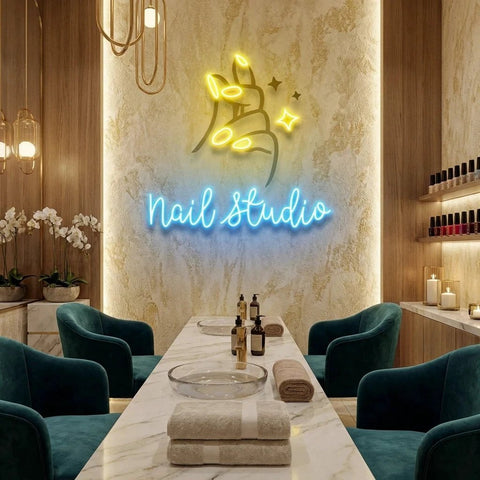 Nail Studio 2 Artwork Led Neon Sign Light, Nail Salon Decoration