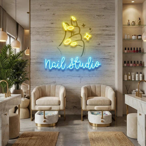 Nail Studio 2 Artwork Led Neon Sign Light, Nail Salon Decoration