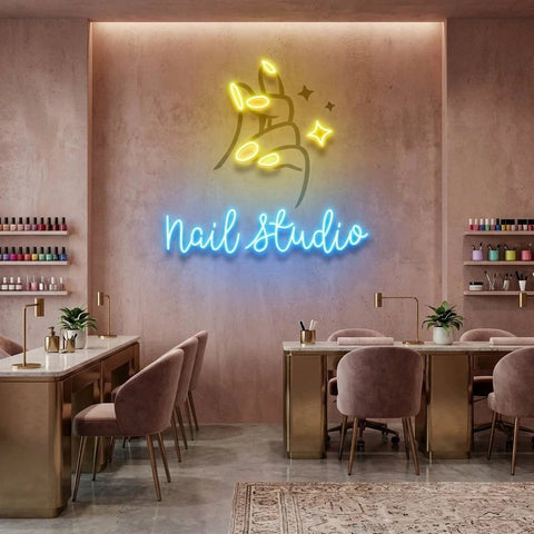 Nail Studio 2 Artwork Led Neon Sign Light, Nail Salon Decoration