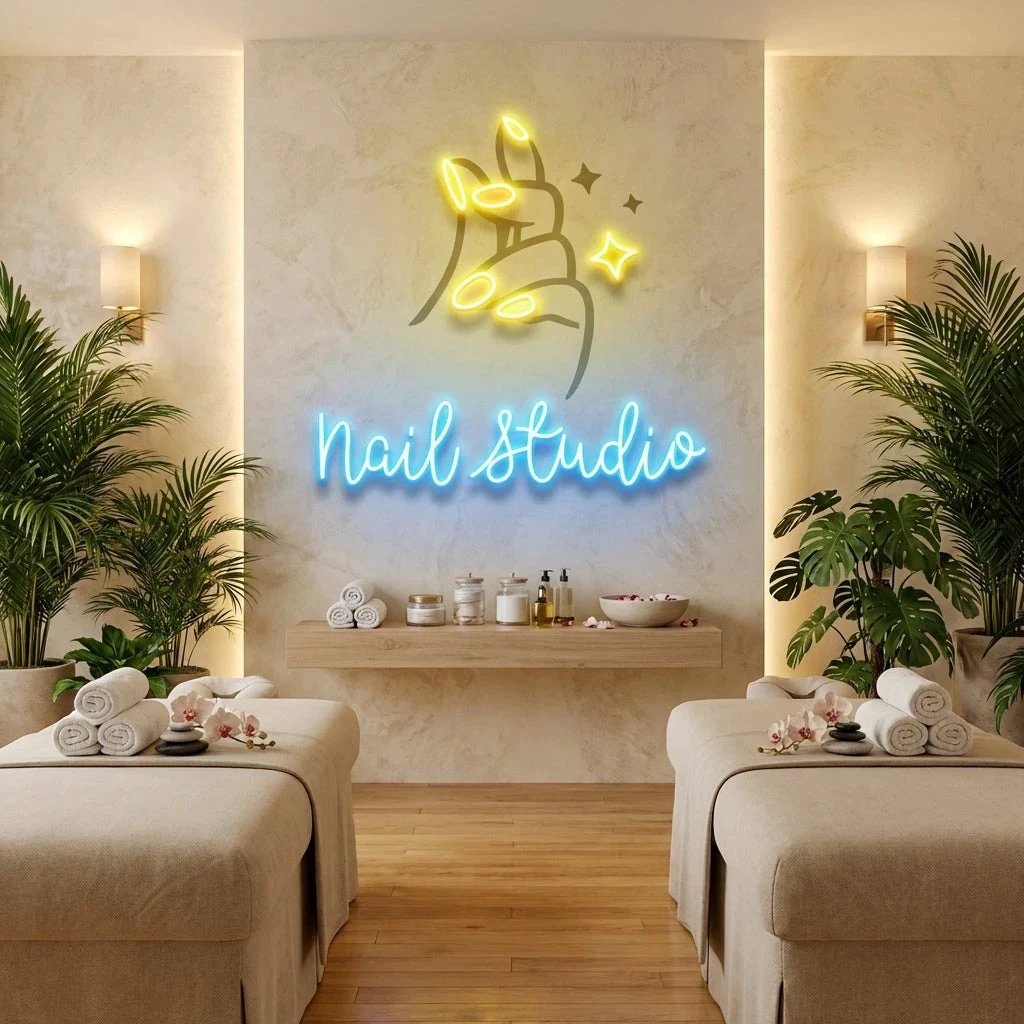 Nail Studio 2 Artwork Led Neon Sign Light, Nail Salon Decoration