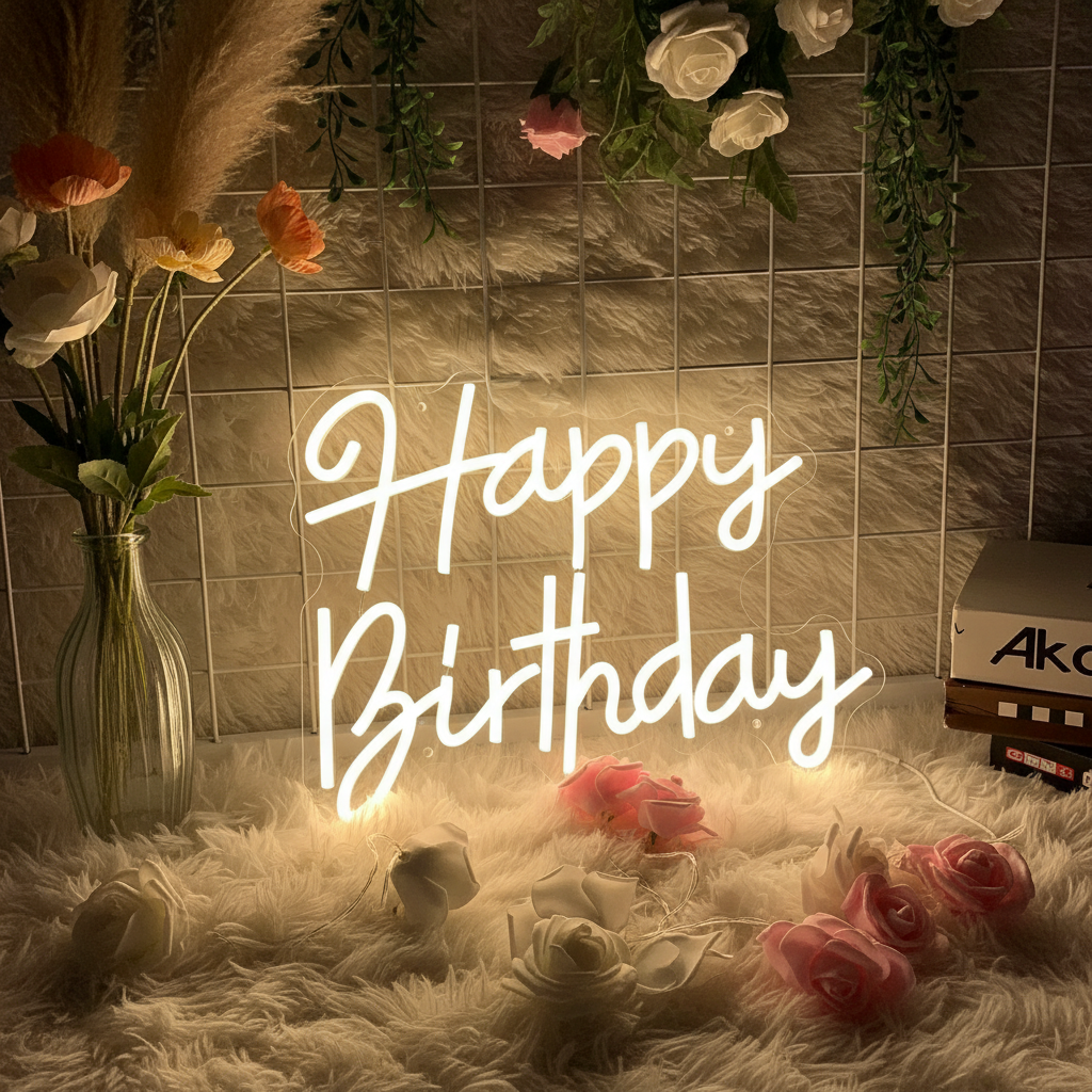 Happy Birthday Neon Sign for Party Decor