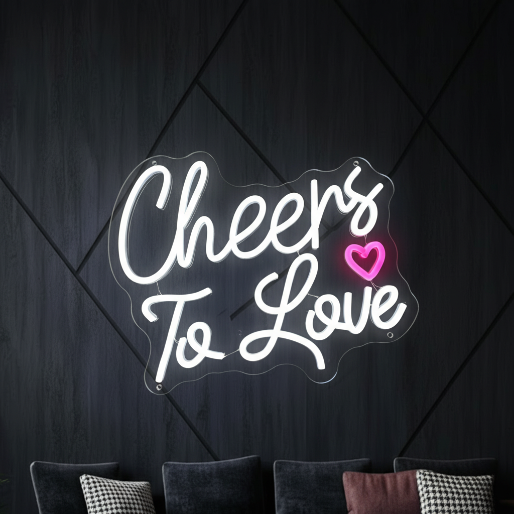 Cheers to Love Neon Sign Valentines Neon Sign - VN03 - Customneonstudio