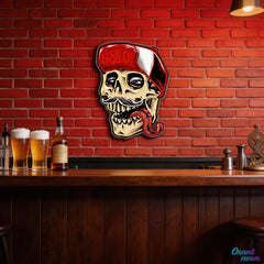 Skull Wearing Hello Hat Neon Sign Light Artwork