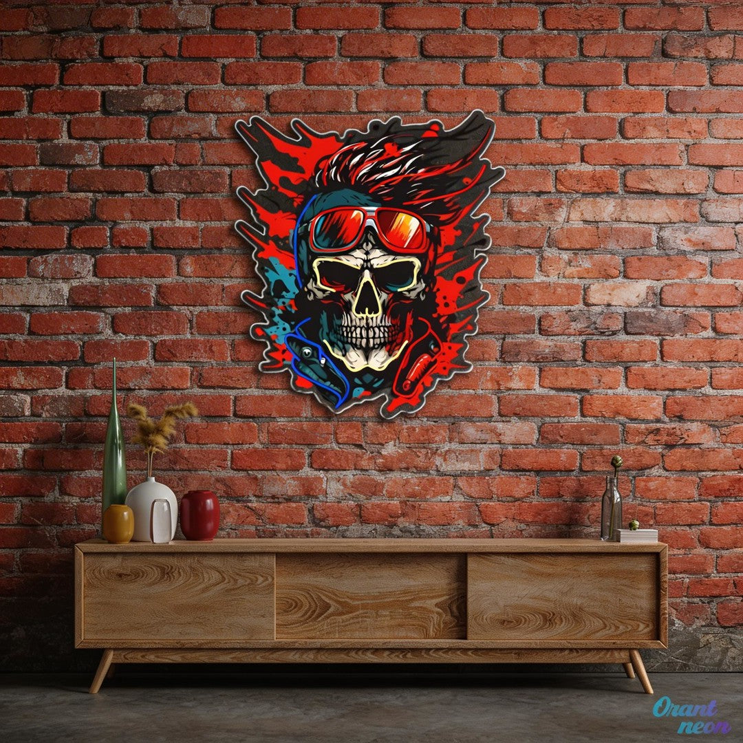 Vision of the Undead: Neon Skull & Glasses Neon Sign Light Artwork