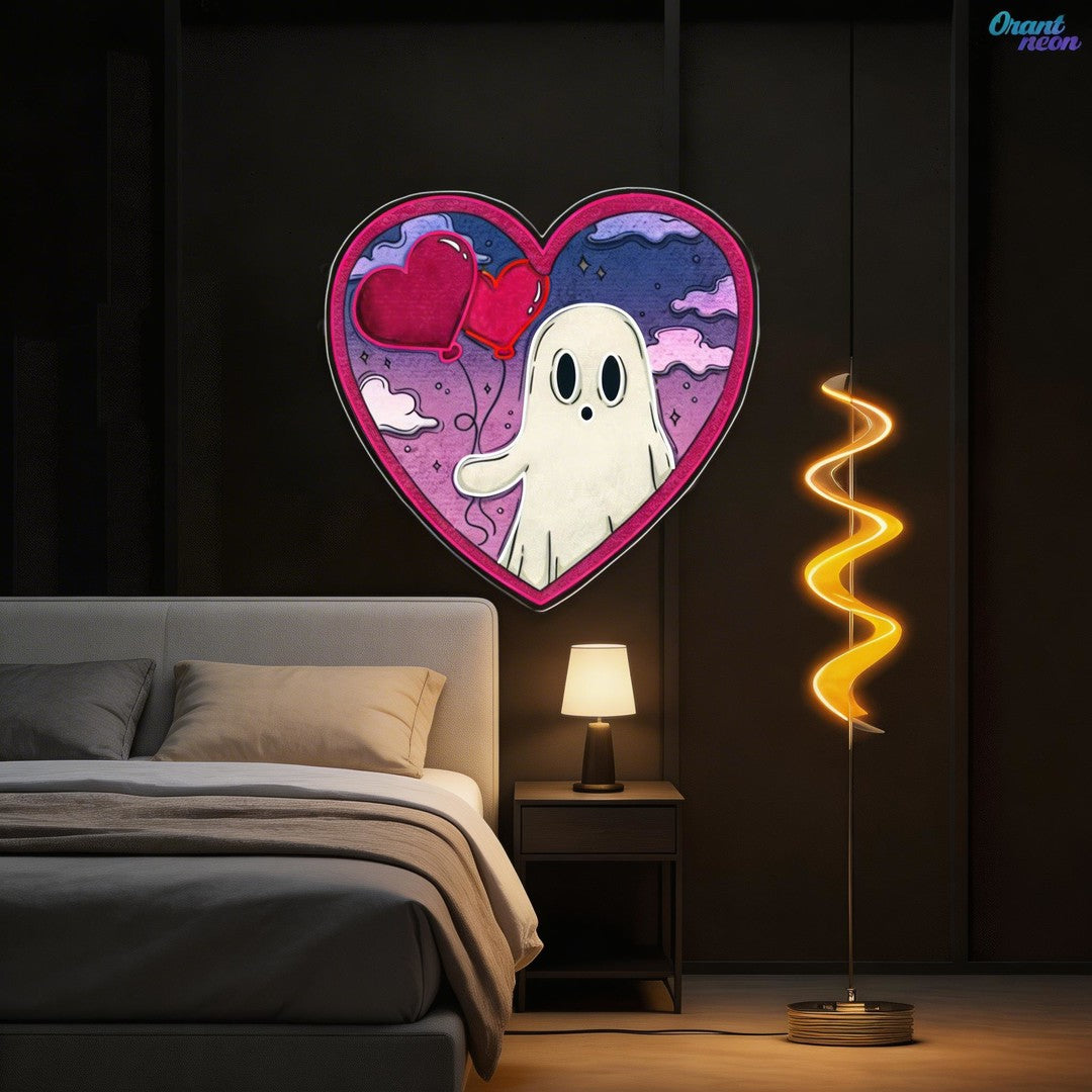 Ghostly Love Bubbles: A Valentine Glow Best Gift For Valentine Neon Sight Light Artwork