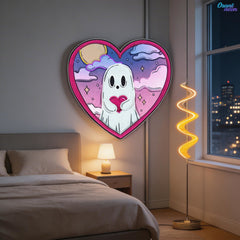 Floating Hearts, Ghostly Love Neon Sight Light Artwork