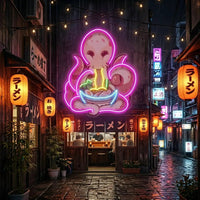 Octopus Eating Ramen LED Neon Sign Light Pop Art