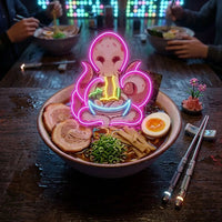 Octopus Eating Ramen LED Neon Sign Light Pop Art