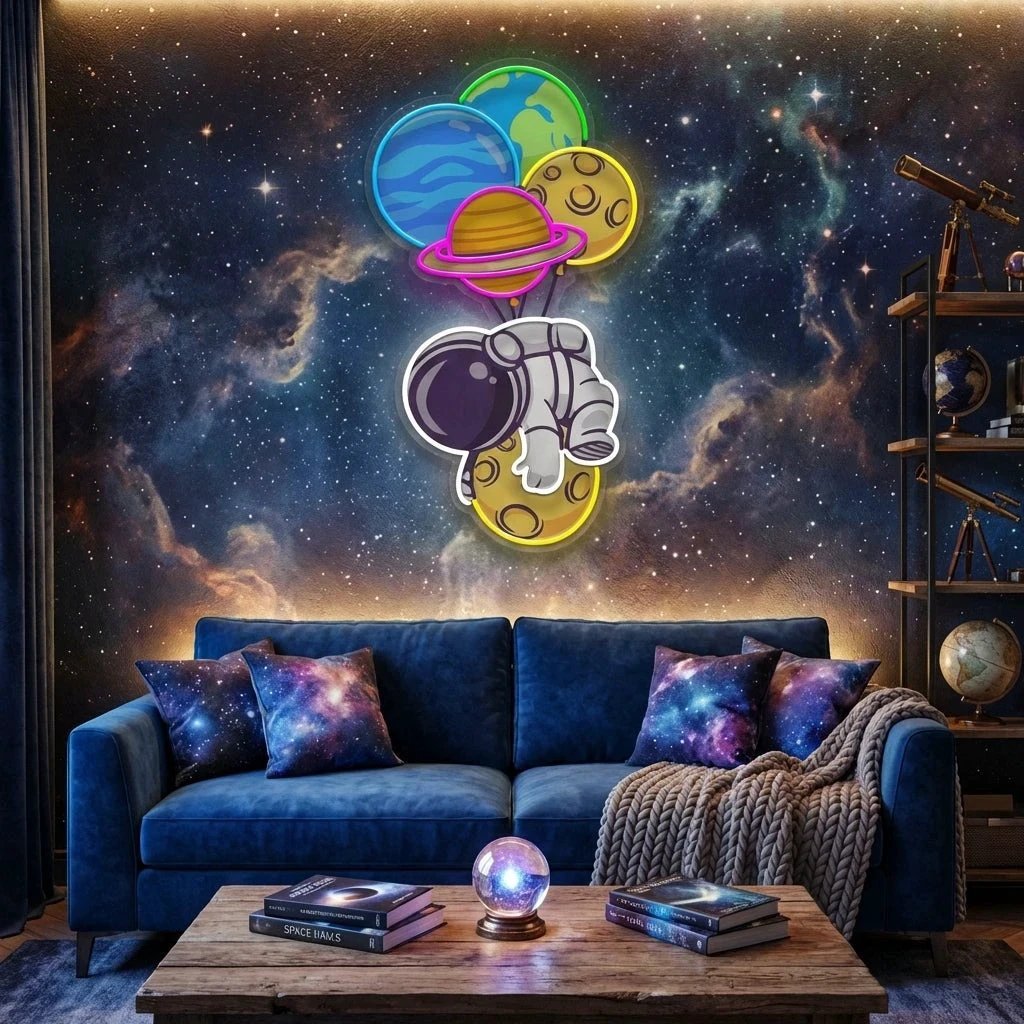 Balloon Astronaut Art work Led Neon Sign Light