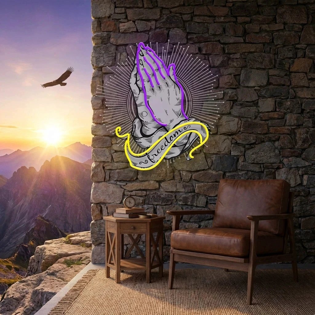Praying Hands Artwork Led Neon Sign Light