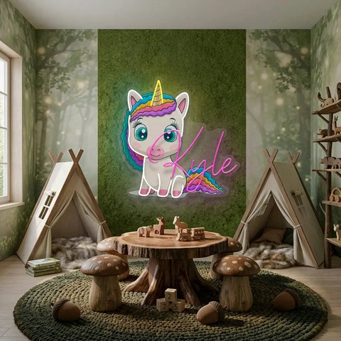 Custom Your Name For Baby Room Decor Nursery Unicorn Led Neon Sign Light