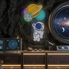 Balloons Astronaut 2 Art work Led Neon Sign Light