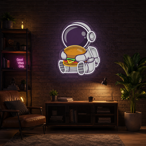 Buger Astronaut Art work Led Neon Sign Light