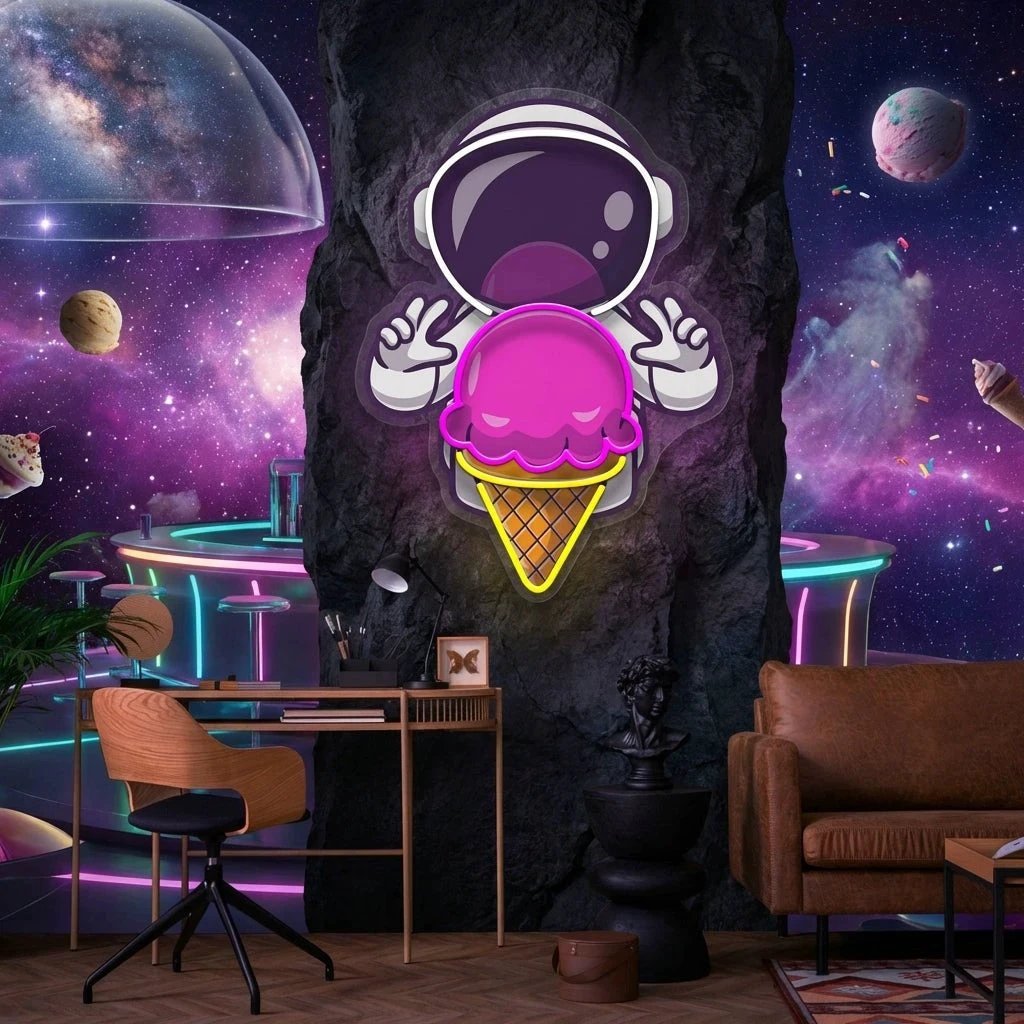 Astronaut Ice Cream Art work Led Neon Sign Light