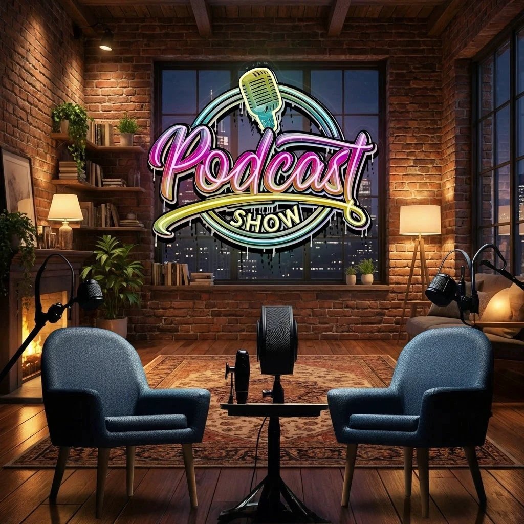 LED Neon Sign for Podcast Show - Custom Artwork Design