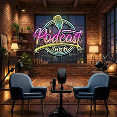 LED Neon Sign for Podcast Show - Custom Artwork Design