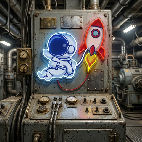Rocket Astronaut Art work Led Neon Sign Light