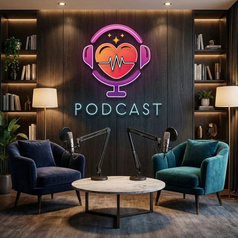 Podcast Studio LED Neon Sign - Custom Artwork Design