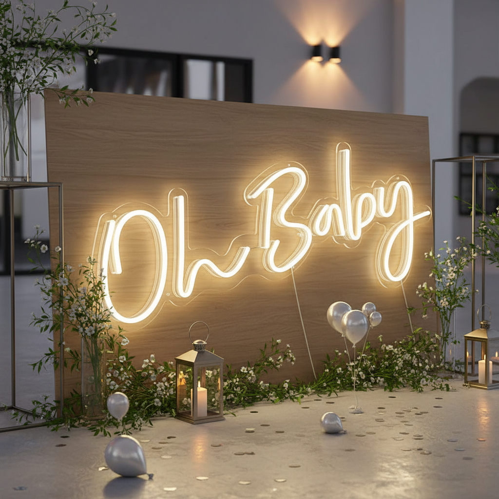 Oh Baby Neon Sign for Baby Shower Party Decor