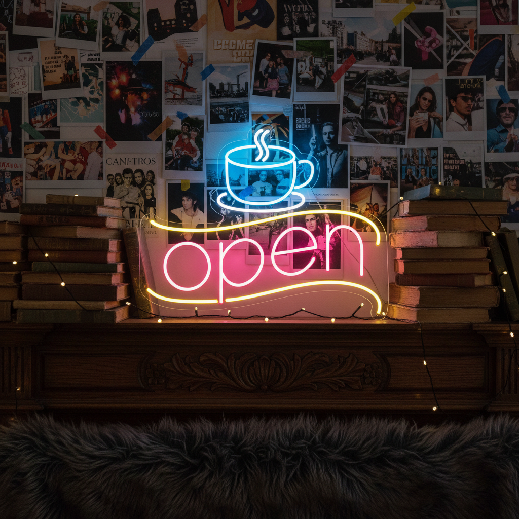 Coffee&Open Led Neon Sign for Shop Decor - VN03 - Customneonstudio