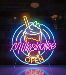 Milkshake Shop Open Neon Sign Wall Decor Sign