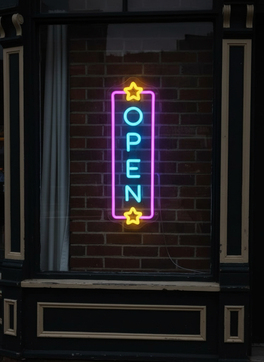 Vertical Open Led Neon Sign Business Shop Decor Sign