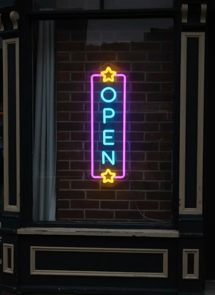Vertical Open Led Neon Sign Business Shop Decor Sign
