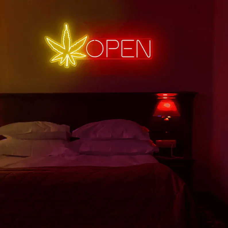 Open Neon Sign Weed Neon Sign Wall Decor Art