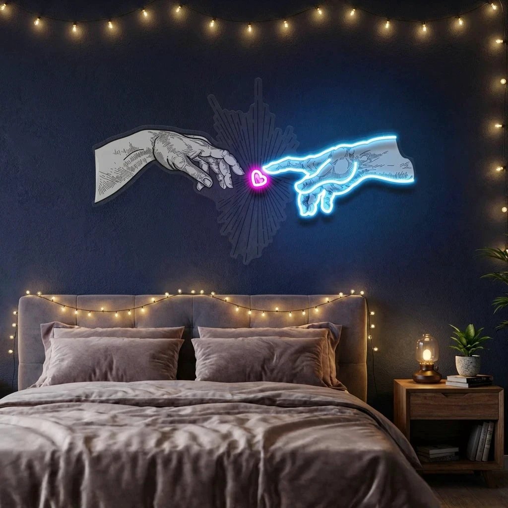 Touching Hand Artwork Led Neon Sign Light