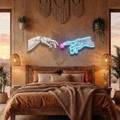 Touching Hand Artwork Led Neon Sign Light