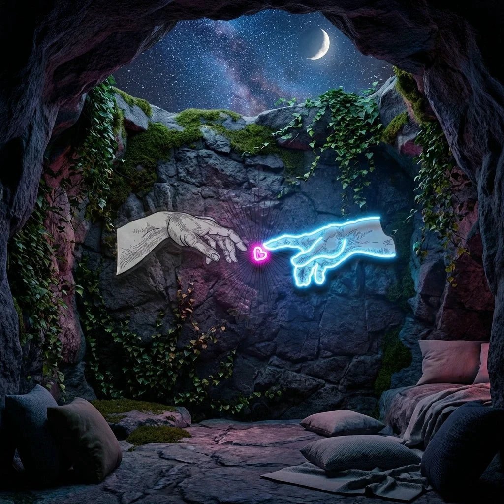 Touching Hand Artwork Led Neon Sign Light