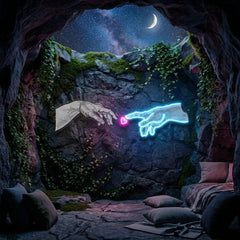 Touching Hand Artwork Led Neon Sign Light
