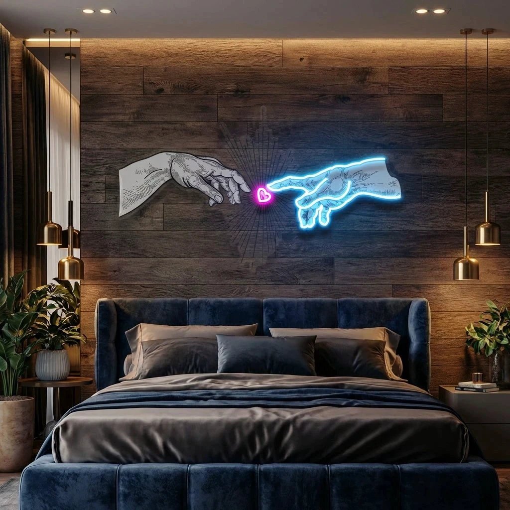 Touching Hand Artwork Led Neon Sign Light