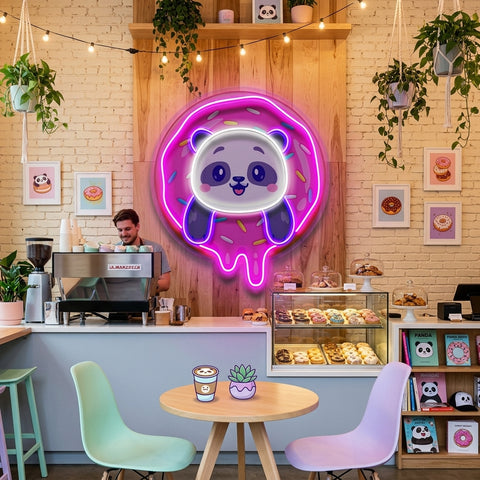 Panda Donut LED Neon Sign Light Pop Art