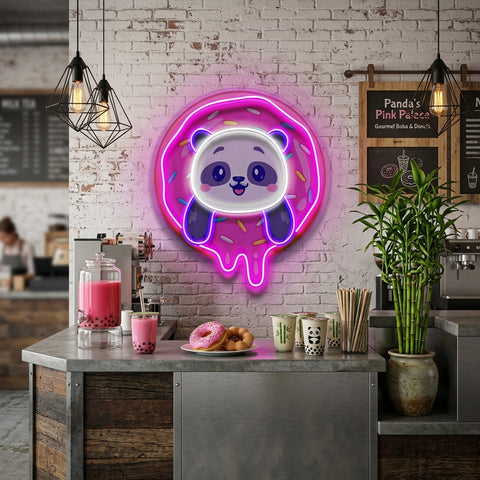 Panda Donut LED Neon Sign Light Pop Art