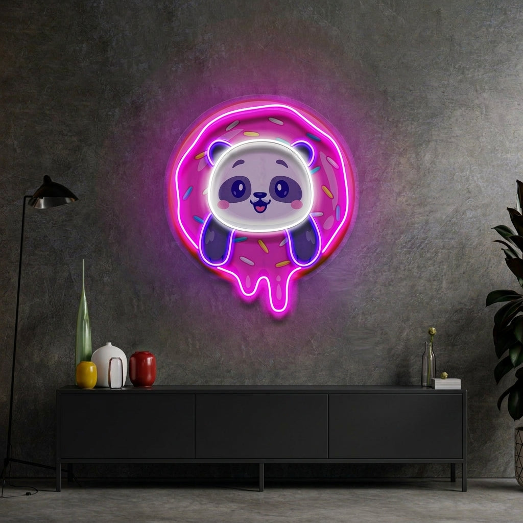 Panda Donut LED Neon Sign Light Pop Art