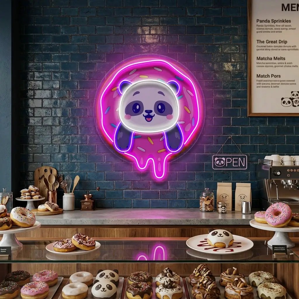 Panda Donut LED Neon Sign Light Pop Art