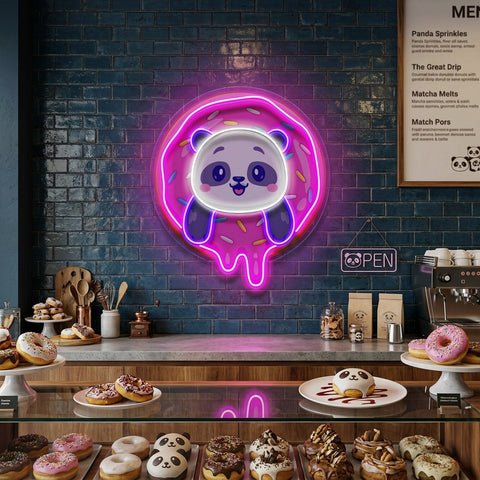 Panda Donut LED Neon Sign Light Pop Art