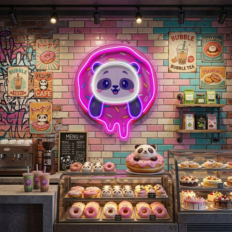 Panda Donut LED Neon Sign Light Pop Art