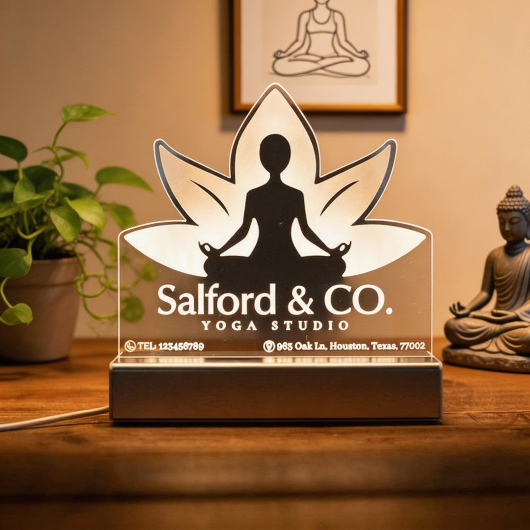 Personalized lotus yoga studio night light SGTN046