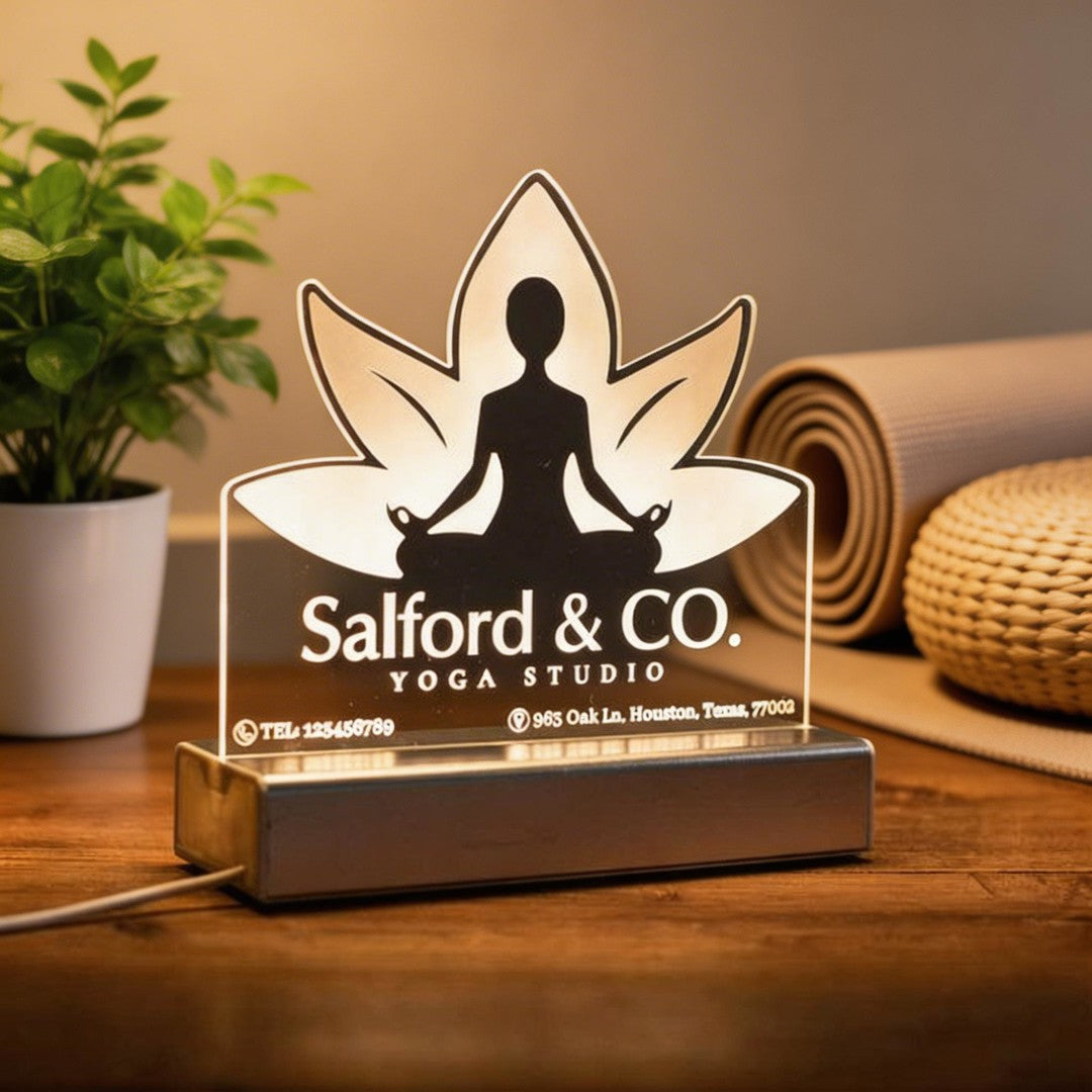 Personalized lotus yoga studio night light SGTN046