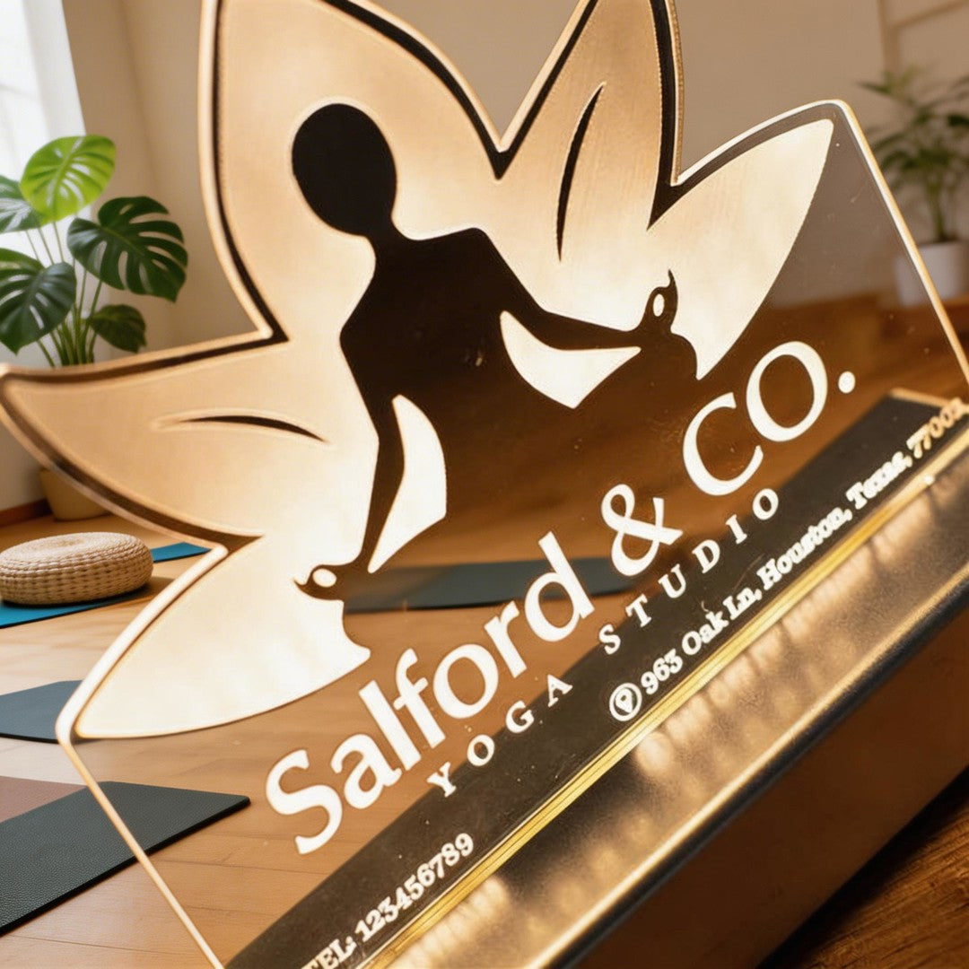 Personalized lotus yoga studio night light SGTN046