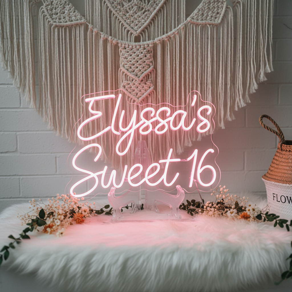 Custom Name Sweet 16 Neon Sign Birthday Party Neon Sign - VN03 - Customneonstudio