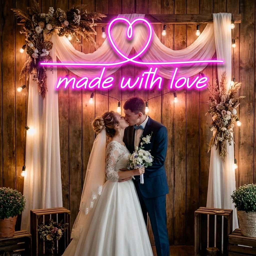 Made With Love 2 Wedding Led Neon Sign Light
