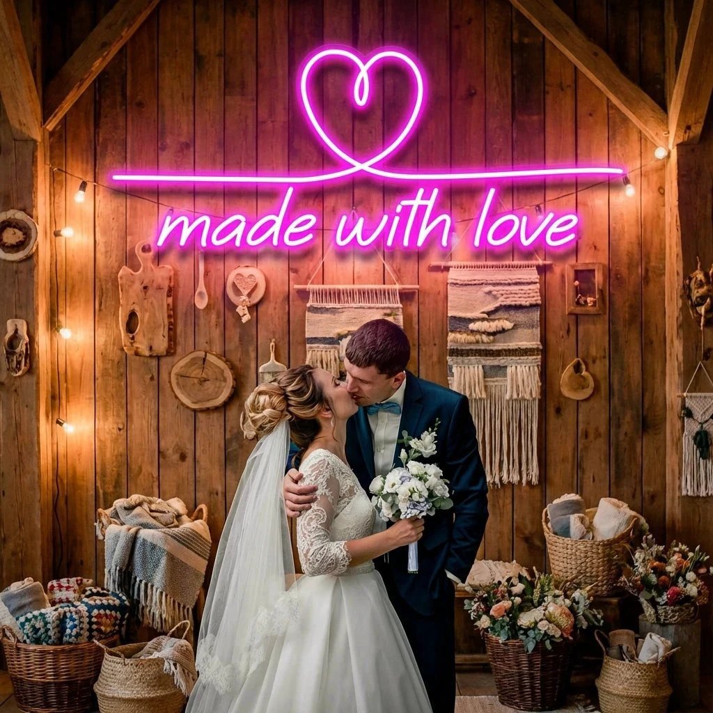 Made With Love 2 Wedding Led Neon Sign Light