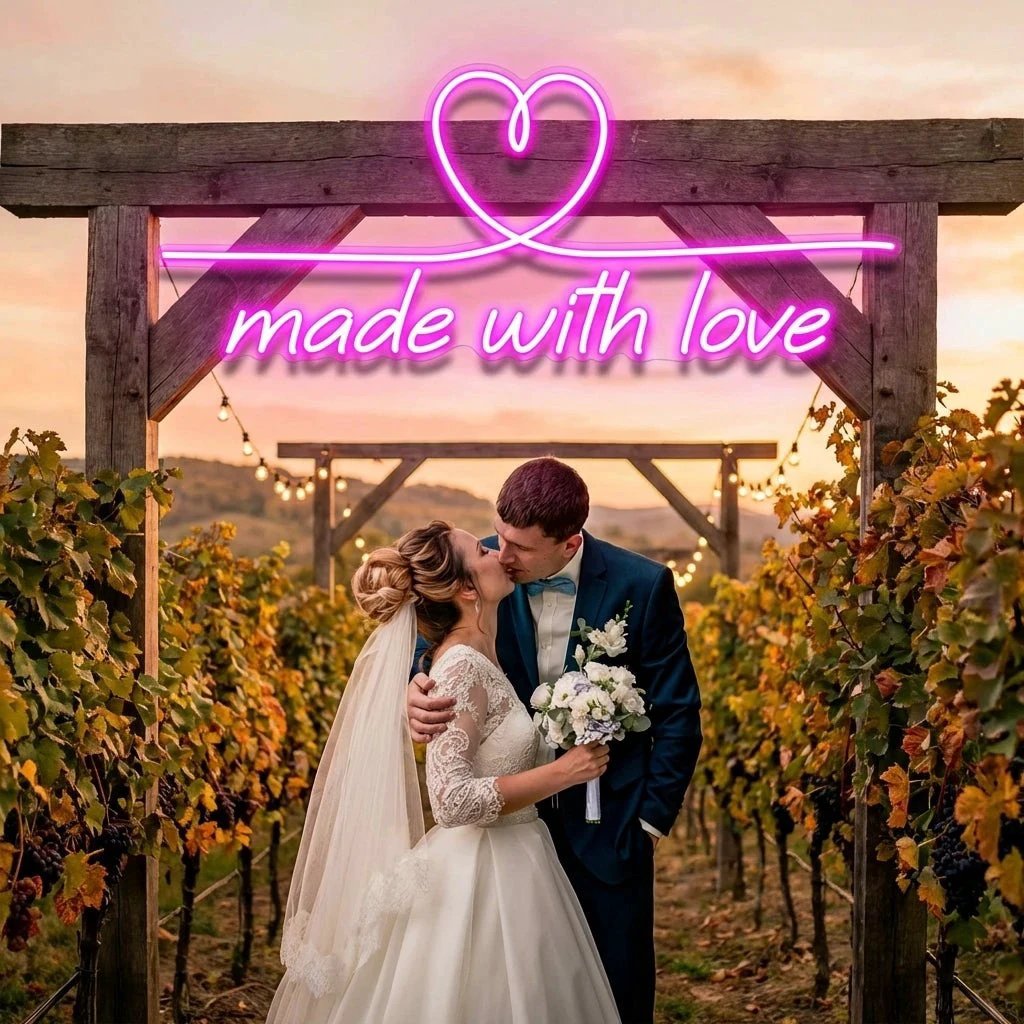 Made With Love 2 Wedding Led Neon Sign Light