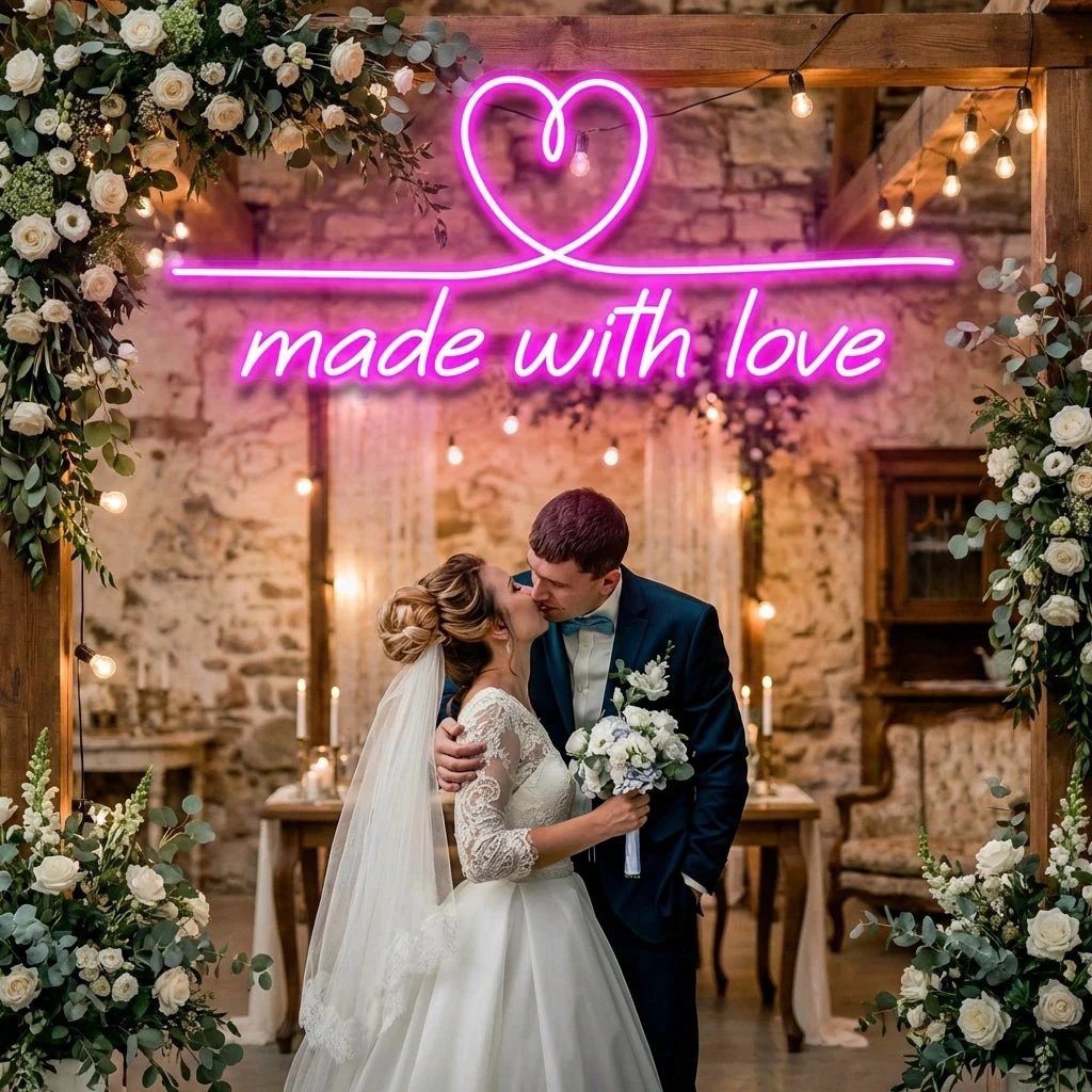 Made With Love 2 Wedding Led Neon Sign Light