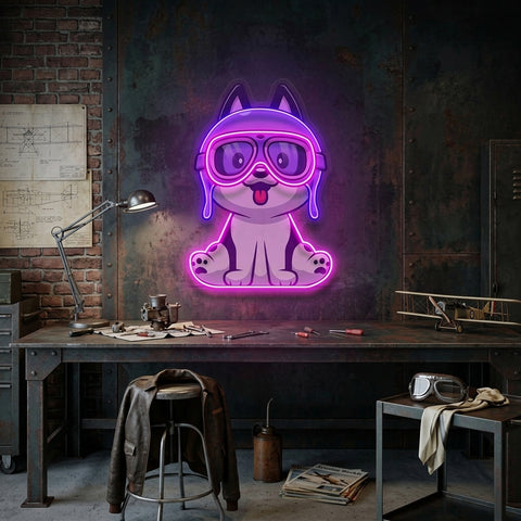 Pilot Dog LED Neon Sign Light Pop Art